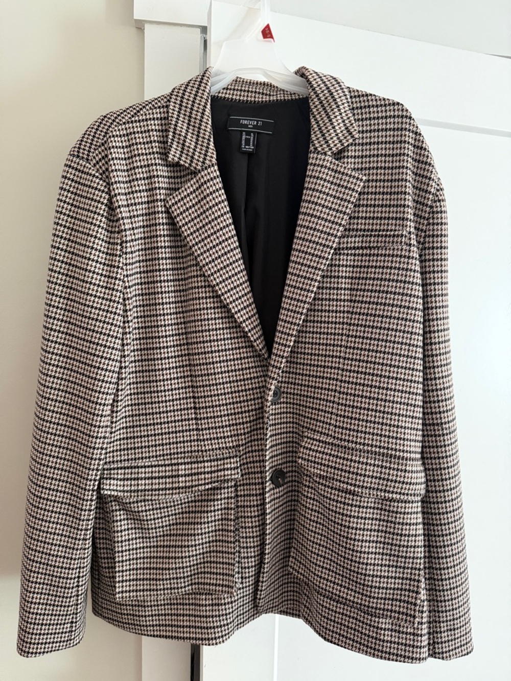 Forever 21 Houndstooth Blazer - Black & Cream Tweed